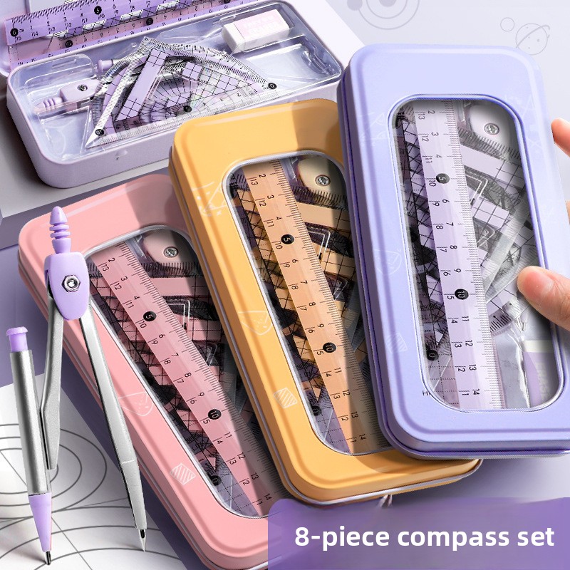Math Geometry Set With Compass - 8 Buah Set Alat Geometri untuk
