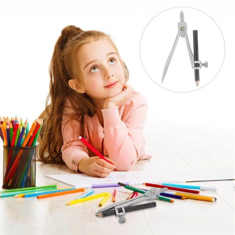 Set Kompas dengan Pengunci Log - Math Geometry Set With Compass ulasan dan harga