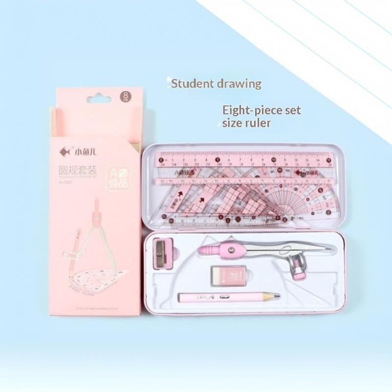 8 buah/set Alat Tulis Geometri - Math Geometry Set With Compass ulasan dan harga